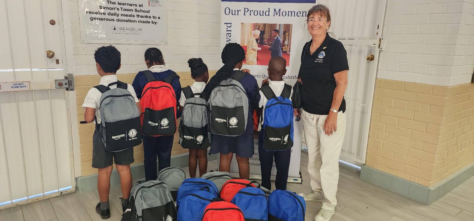 Delivering 124 Amazon/Lions Stationary Bags to Ocean View & Simonstown Schools