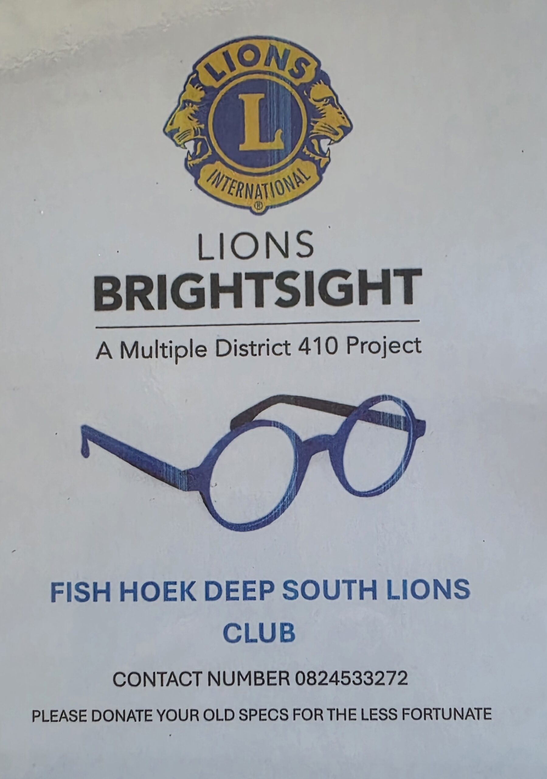 9 year old Candice receiving spectacles from Lions Brightsight . 60 learners vision screened in Ocean View